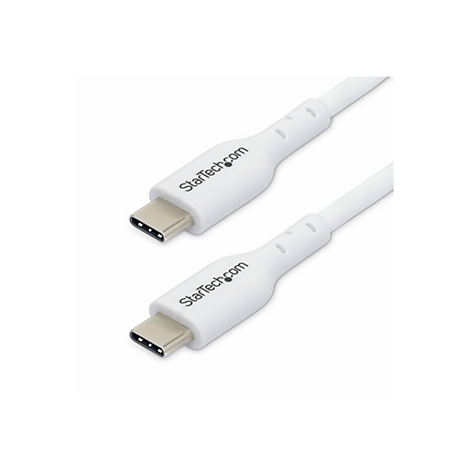 Deux câbles USB-C blancs ; logo StarTech.com sur la surface.