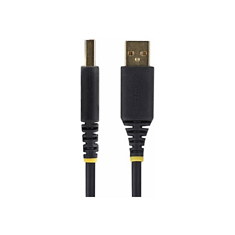 Un câble USB noir avec des connecteurs dorés. "Startech.com" est écrit sur un connecteur.