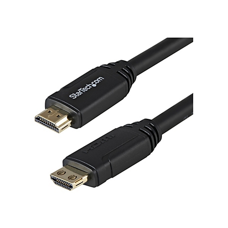 Zwei schwarze HDMI-Kabel mit goldenen Anschlüssen. Auf einem steht StarTech.com, auf dem anderen HDMI.