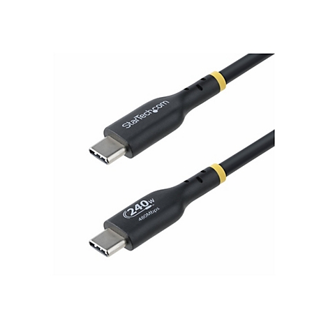 Zwei schwarze USB-C-Kabel, StarTech.com Logo, gelber Ring, Details: 240W, 480Mbps.