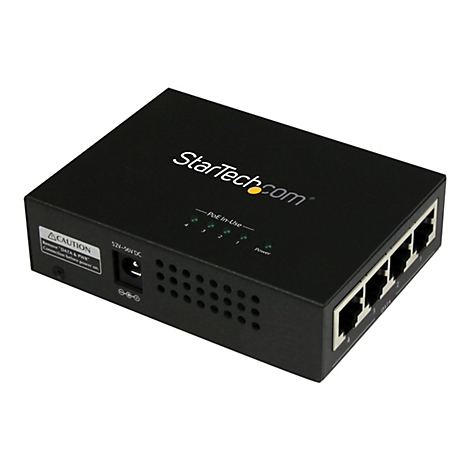 Schwarzer Switch von StarTech mit AnschlÃ¼ssen und Kontrollleuchten. Aufschrift StarTech.com.