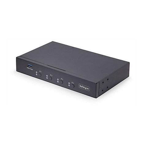 Appareil noir avec boutons et logo.