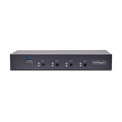 Appareil noir avec ports. Port USB Ã  gauche, ports PC Ã  cÃ´tÃ©. Logo Startech.com Ã  droite.