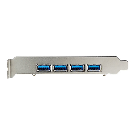 Ein silbernes USB 3.0 Erweiterungskarte mit vier blauen Ports.