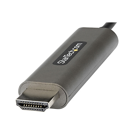 Ein grauer HDMI-Adapter mit schwarzem Kabel. StarTech.com-Logo.