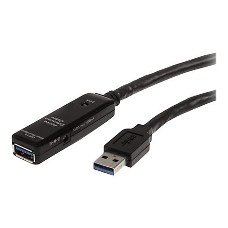 Schwarzes USB 3.0 Verlängerungskabel mit Beschriftung: 'Active Extension Cable'.