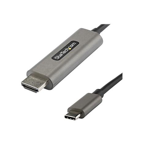 Ein HDMI-auf-USB-C-Adapterkabel vor weißem Hintergrund. Der Adapter hat das Startech.com Logo.