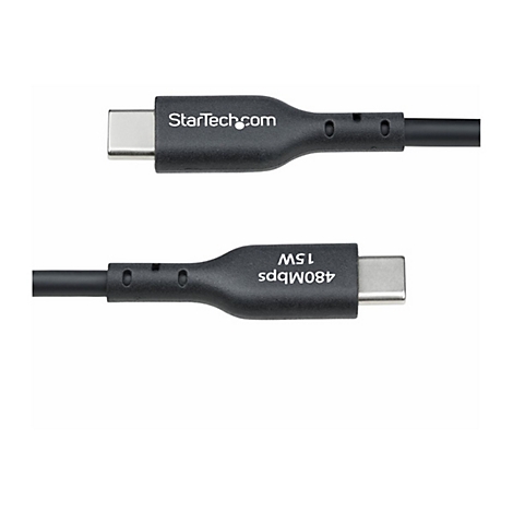 Deux câbles USB-C noirs ; un avec le texte StarTech.com, un avec 480 Mbit/s et 15 W.