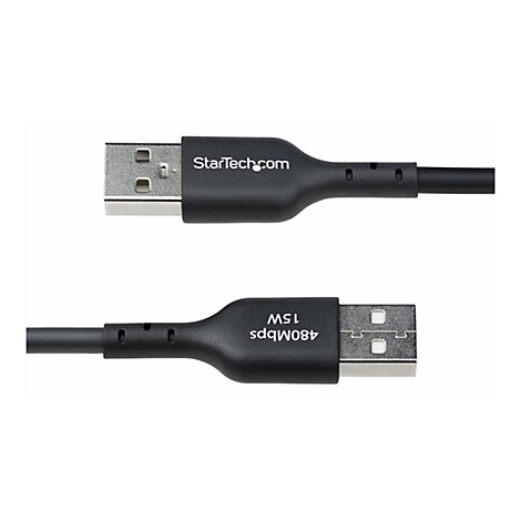 Câble USB noir de StarTech, avec connecteurs aux deux extrémités.