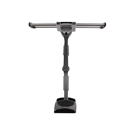 Grauer Monitorarm, T-förmig, mit Standfuß. Am Fuß steht "StarTech.com".
