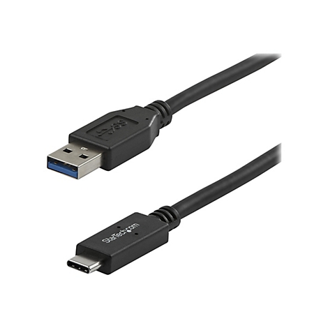 Câble USB noir, avec connecteurs USB-A et USB-C.