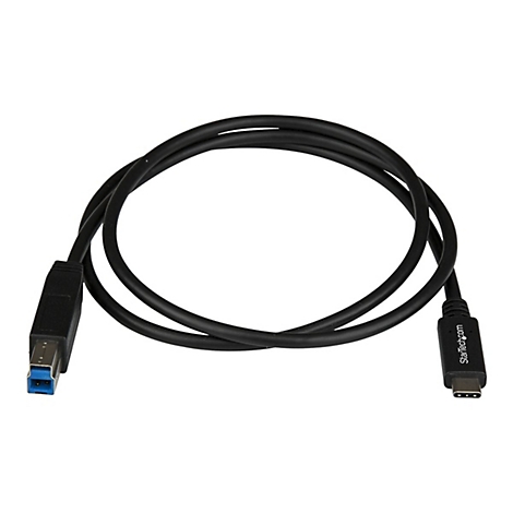 Un câble USB noir menant à un connecteur USB-A et USB-C.