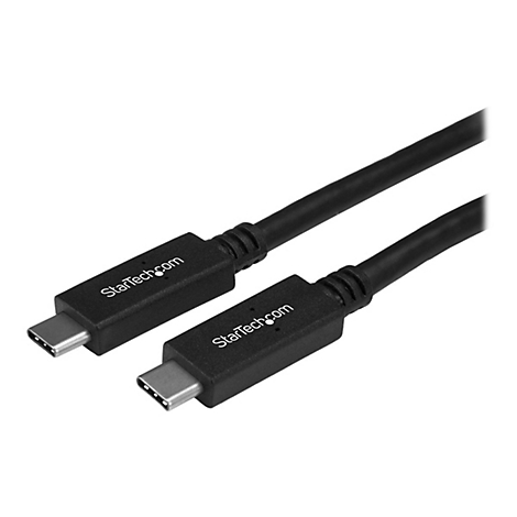Deux câbles USB-C noirs. Les connecteurs indiquent "StarTech.com".