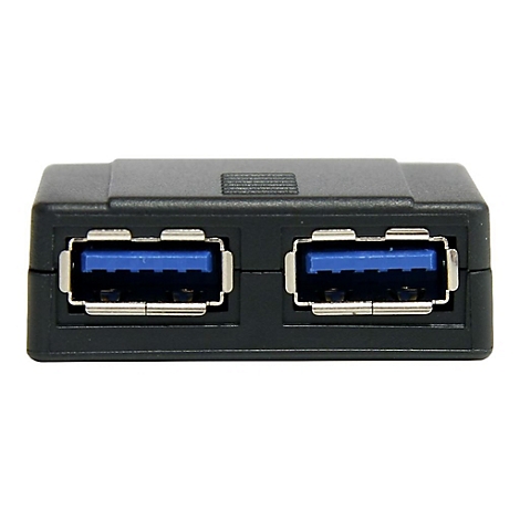 Un hub USB noir avec deux ports USB 3.0. Les ports sont bleus.