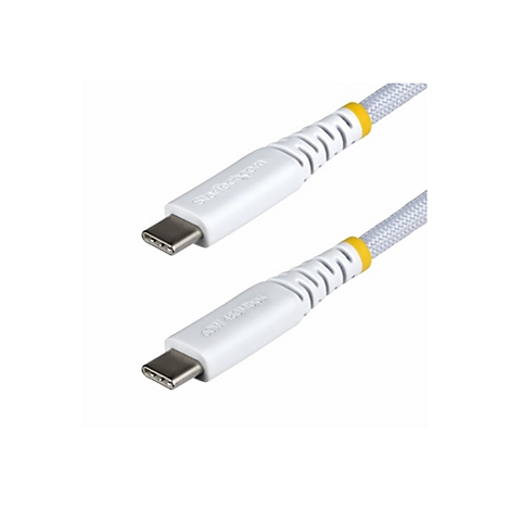 Deux câbles USB-C blancs. Inscriptions: StarTech.com et 60W 480Mbps.