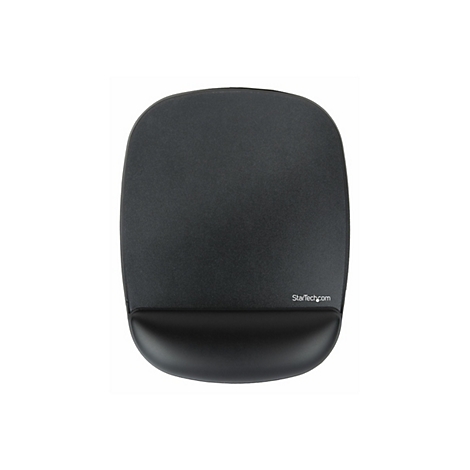 Schwarzes Mauspad mit Handgelenkstütze, StarTech.com Logo.