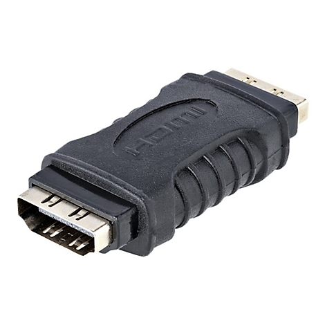 Ein schwarzer HDMI-Adapter, der zwei Anschlüsse verbindet.