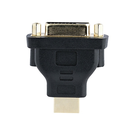 Schwarzer HDMI auf DVI-Adapter, metallfarbene Anschlüsse.