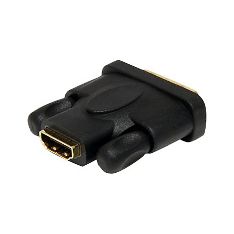 Schwarzer HDMI-auf-DVI-Adapter. Der Adapter hat eine eckige Form mit einem goldfarbenen HDMI-Anschluss.
