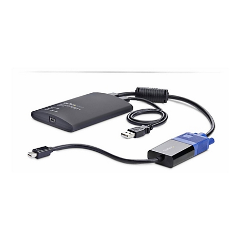 Schwarzer Adapter mit Kabeln und Anschlüssen. Der Adapter hat das Logo von StarTech.com.