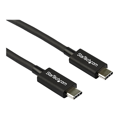 Schwarzes USB-C-Kabel von StarTech.com. Beide Enden sind im Detail gezeigt.