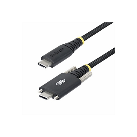 Schwarzes USB-C-Kabel mit gelben Akzenten und Branding von StarTech.com. Auf dem Stecker steht "240W".