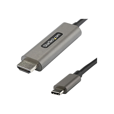 Ein HDMI-auf-USB-C-Kabel, grau, mit Startech.com-Logo. Ein Ende ist HDMI, das andere USB-C.