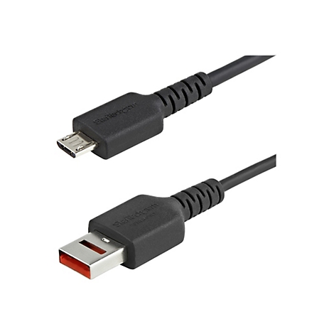 USB-Kabel, schwarz, mit Micro-USB- und USB-A-Anschlüssen. Auf den Steckern ist StarTech.com zu lesen.
