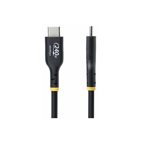 Schwarzes USB-C-Kabel mit gelben Akzenten und 240W Aufschrift.