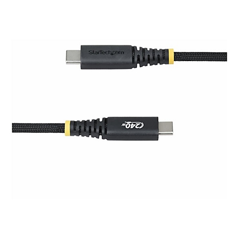 Zwei schwarze USB-C-Kabel; Startech-Logo und 240W-Aufdruck. Die Kabel sind mit gelben Ringen versehen.