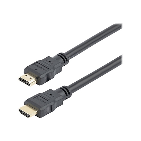 Zwei schwarze HDMI-Kabel mit vergoldeten Anschlüssen. Der Stecker ist mit 'Startech.com' beschriftet.