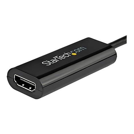 Schwarzer HDMI-Adapter mit „StarTech.com“-Schriftzug. Der Adapter hat einen HDMI-Anschluss.