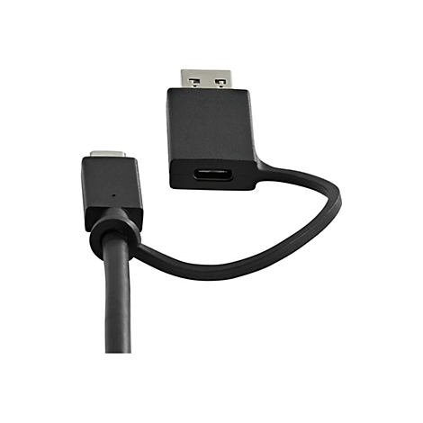 CÃ¢ble USB noir avec connecteur USB-A et USB-C. Le cÃ¢ble est photographiÃ© sur fond blanc.
