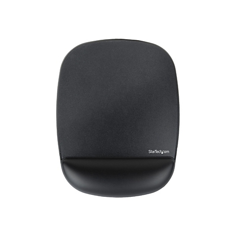 Tapis de souris ergonomique noir avec repose-poignet, logo Startech.com.