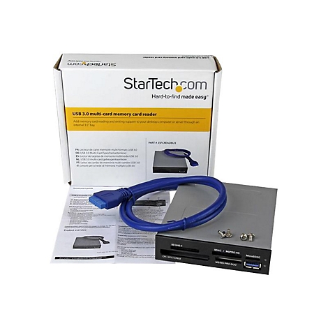 Ein USB 3.0 Kartenleser mit Kabel, Box und Anleitung. Auf der Box steht StarTech.com.