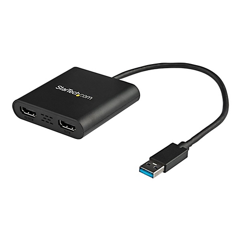 Schwarzer HDMI-Adapter mit USB-Kabel. Aufschrift: StarTech.com und HDMI-Anschlüsse.