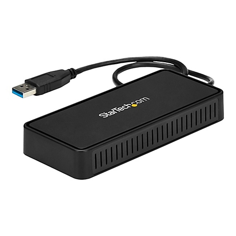 Schwarzer USB-Hub mit Logo StarTech.com und USB-Anschluss.
