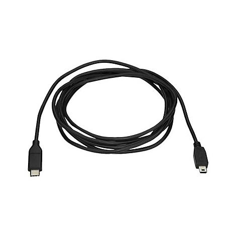 Schwarzes USB-Kabel mit USB-C- und Micro-USB-Anschluss, auf weißem Hintergrund.