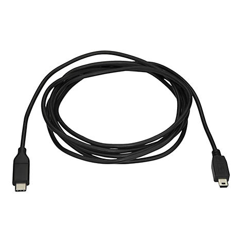 Schwarzes USB-Kabel mit USB-C- und Micro-USB-Anschluss vor weißem Hintergrund.