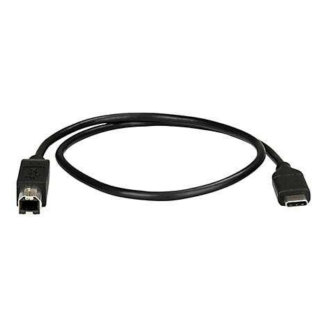 Schwarzes USB-Kabel mit einem FireWire- und einem USB-C-Anschluss.