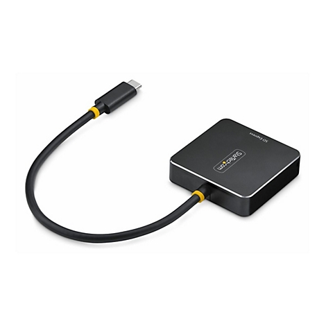 Schwarzer USB-C-Adapter mit gelben Akzenten und SD Express-Aufschrift auf weißem Grund.