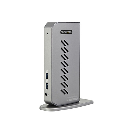 Graues Dockingstation mit USB-AnschlÃ¼ssen und LÃ¼ftungsschlitzen. Das StarTech.com-Logo ist sichtbar.