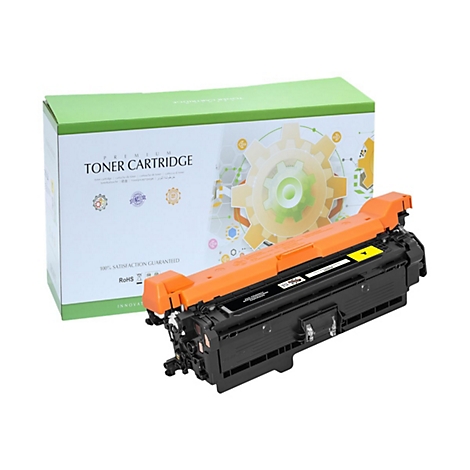 Tonerkartusche und grÃ¼ne Verpackung, Schriftzug Toner Cartridge.