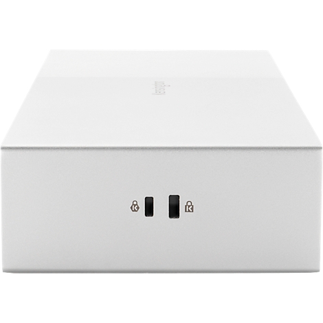 Bloc rectangulaire blanc avec deux petits boutons et des symboles de cadenas.