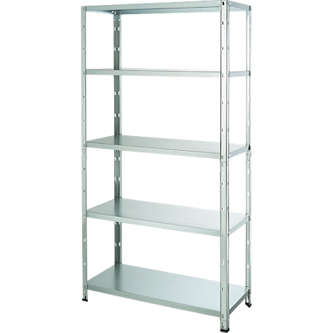Steckregal Clickrek, 5 FachbÃ¶den, belastbar mit jeweils bis zu 85 kg, B 900 x T 400 x H 1730 mm, Metall verzinkt, silber