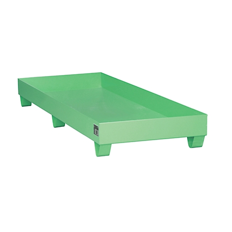 Light green plastic tray with four feet on a white background. The tray is rectangular.