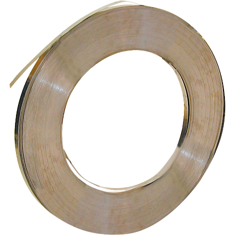A rolled up metal strip, its end protruding from the roll.