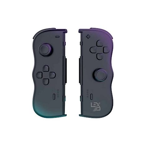 Zwei schwarze Gamecontroller-Aufsätze mit Knöpfen und Joysticks vor weißem Hintergrund.