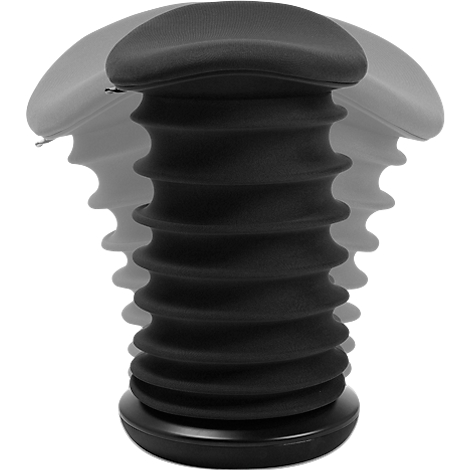 A black flexible stool designed for improved posture. The stool is shown on a white background.
