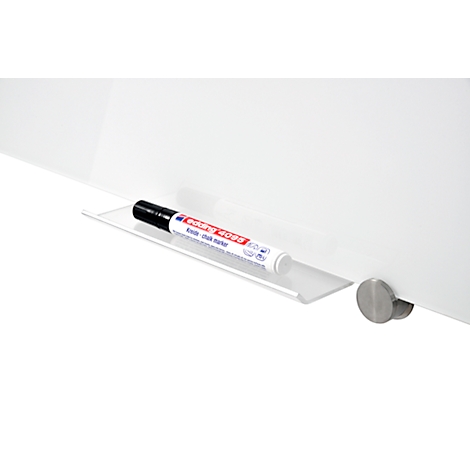 Whiteboard with holder and Edding marker. The marker is labelled in white, red and black.